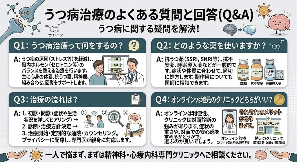うつ病治療クリニックでよくある質問と回答